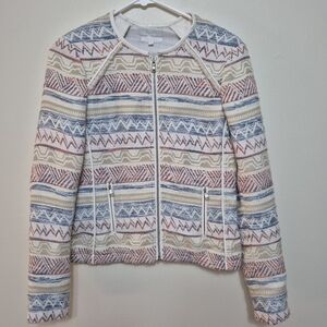 RW&CO. Women’s Geometric Tribal Knit Zip-Front Jacket – Size 2